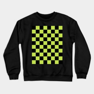 Bright Green and Black Chessboard Pattern Crewneck Sweatshirt